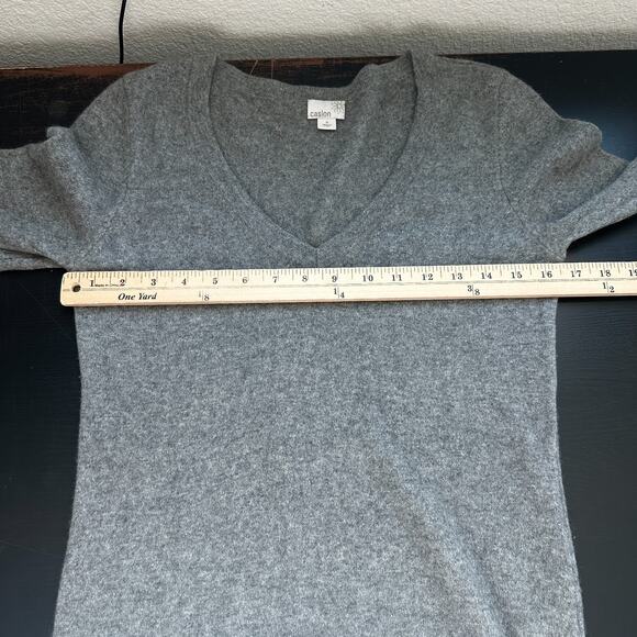 Caslon Sweater Women Medium 100% Cashmere Pullover Gray V Neck Casual Work - Picture 8 of 9